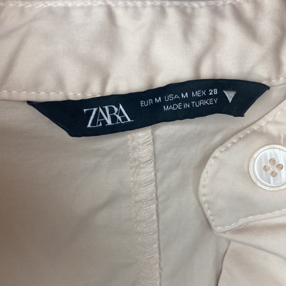 Zara Cotton Blend Midi Belted Shirt Dress, size Medium, Cream, Fall Wardrobe - Picture 3 of 7